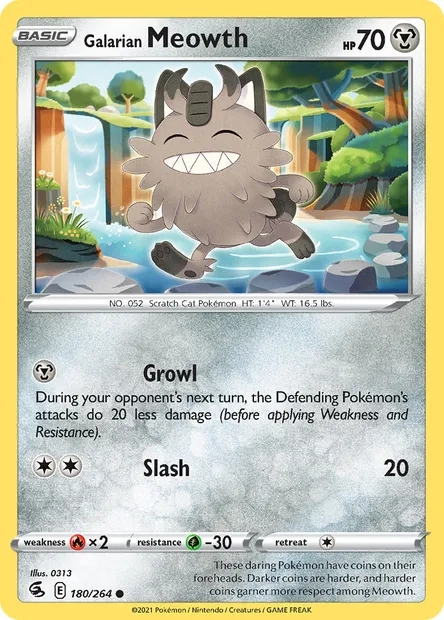 Galarian Meowth, Pokémon card FST 180 — Fusion Strike set