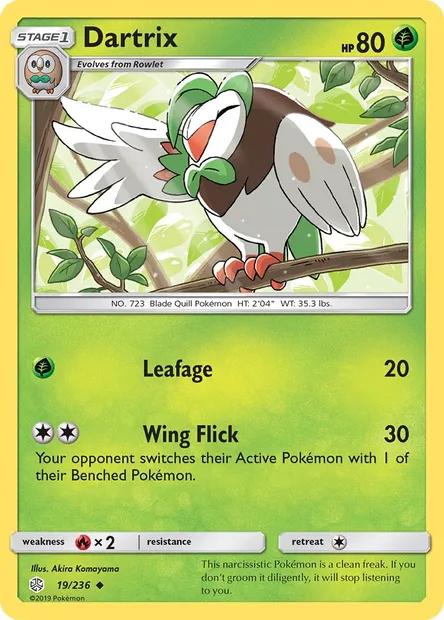 Dartrix, Pokémon card CEC 19 — Cosmic Eclipse set