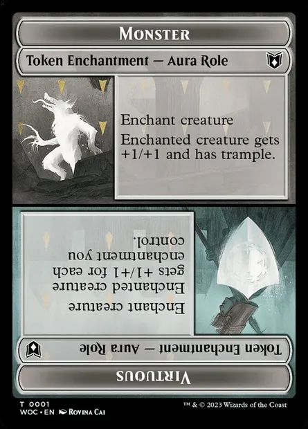 Monster // Virtuous, carte Magic TWOC 1 — extension Wilds of Eldraine Commander Tokens