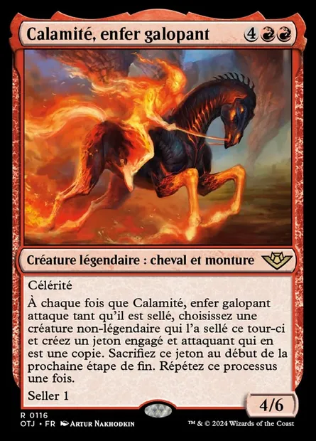 Calamité, enfer galopant, carte Magic OTJ 116 — extension Outlaws of Thunder Junction