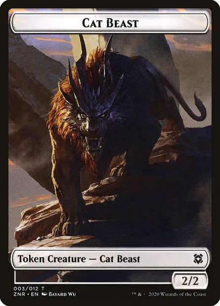 Cat Beast, Magic card TZNR 3 — Zendikar Rising Tokens set