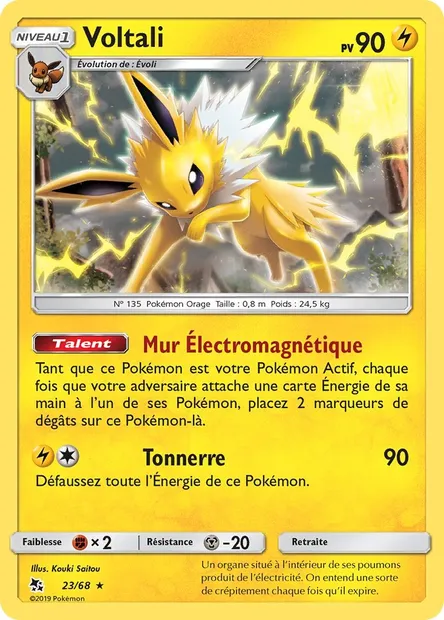 Voltali, carte Pokémon HIF 23 — extension Destinées Occultes