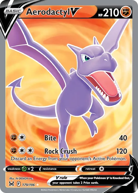 Aerodactyl V, Pokémon card LOR 179 — Lost Origin set