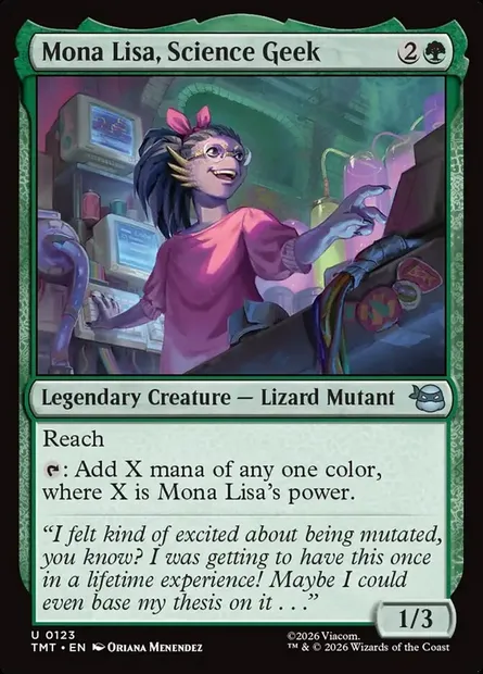 Mona Lisa, Science Geek, Magic card TMT 123 — Teenage Mutant Ninja Turtles set