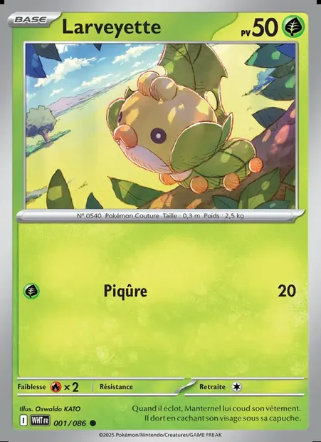 Larveyette, carte Pokémon WHT 001 — extension Flamme Blanche