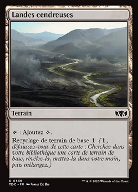 Landes cendreuses, carte Magic TDC 339 — extension Tarkir: Dragonstorm Commander