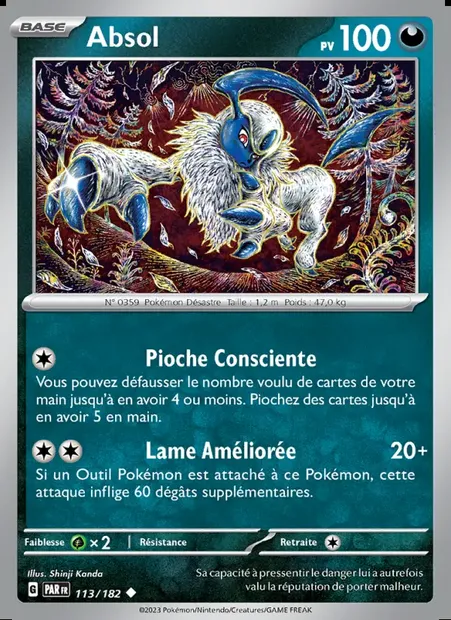Absol, carte Pokémon PAR 113 — extension Faille Paradoxe