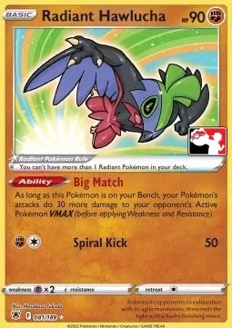 Radiant Hawlucha, Pokémon card PPS 081-2 — Play! Pokémon Prize Pack Series set