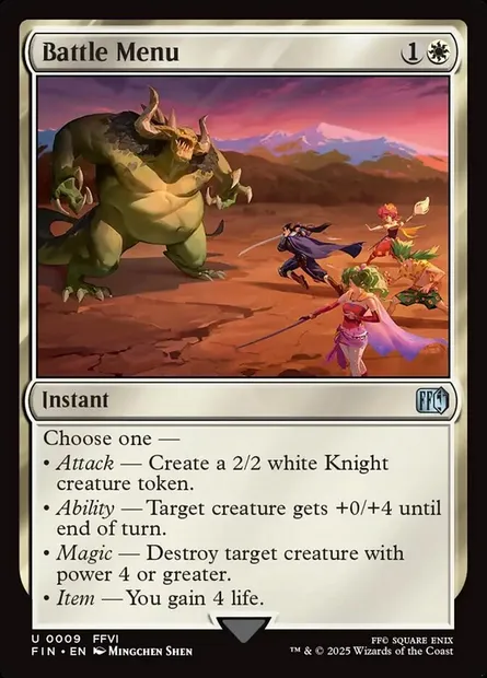 Battle Menu, Magic card FIN 9 — Final Fantasy set
