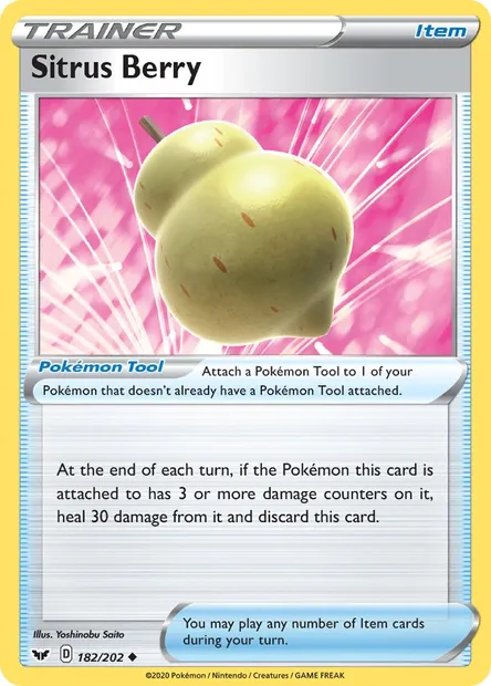 Sitrus Berry, Pokémon card SSH 182 — Sword & Shield set