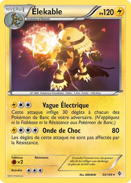 Élekable, carte Pokémon BCR 54 — extension Frontières Franchies