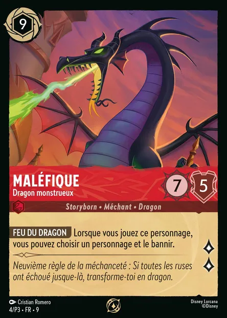 Maléfique - Dragon monstrueux, carte Disney Lorcana P3-004 — extension P3