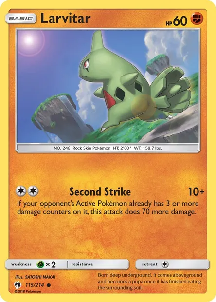Larvitar, Pokémon card LOT 115 — Lost Thunder set