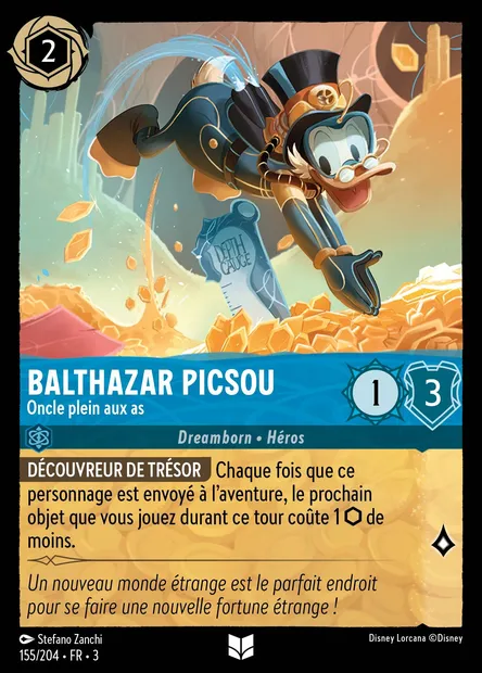 Balthazar Picsou - Oncle plein aux as, carte Disney Lorcana CH3-155 — extension Les Terres d'Encres