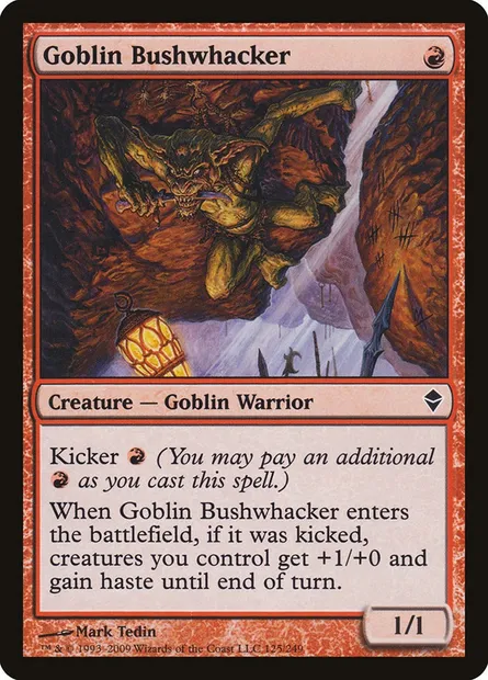 Goblin Bushwhacker, Magic card ZEN 125 — Zendikar set
