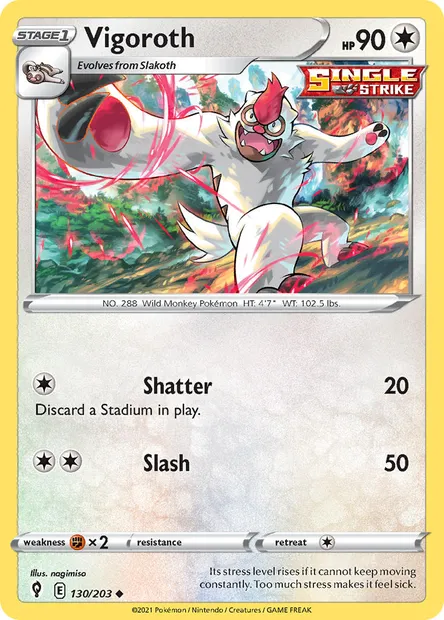 Vigoroth, Pokémon card EVS 130 — Evolving Skies set