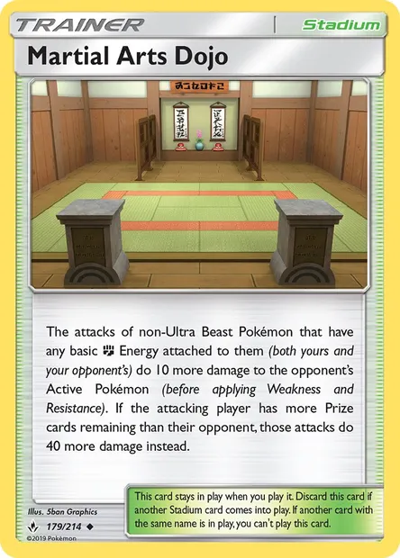 Martial Arts Dojo, Pokémon card UNB 179 — Unbroken Bonds set