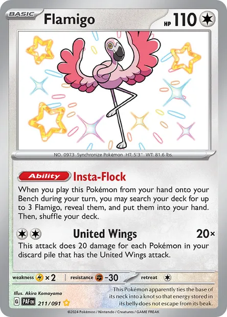 Flamigo, Pokémon card PAF 211 — Paldean Fates set