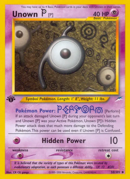 Unown [P], Pokémon card NDE 58 — Neo Destiny set