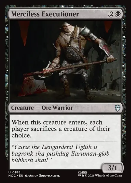 Merciless Executioner, Magic card HOC 188 — The Hobbit Eternal set