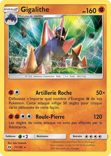 Gigalithe, carte Pokémon SUM 71 — extension Soleil et Lune