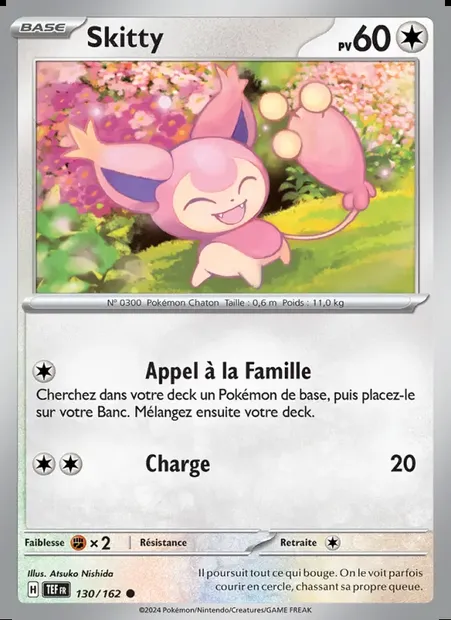 Skitty, carte Pokémon TEF 130 — extension Forces Temporelles