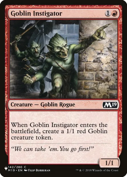 Goblin Instigator, Magic card PLST M19-142 — The List set