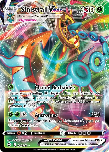 Sinistrail VMAX, carte Pokémon SHF 10 — extension Destinées Radieuses