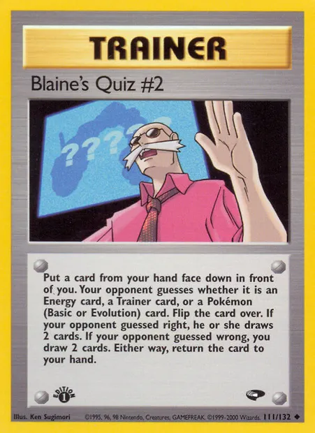 Blaine's Quiz #2, carte Pokémon GC 111 — extension Gym Challenge