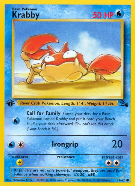 Krabby, Pokémon card FO 51 — Fossil set
