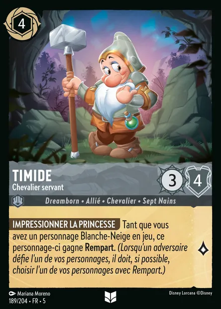 Timide - Chevalier servant, carte Disney Lorcana CH5-189 — extension Ciel Scintillant