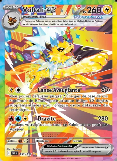 Voltali-ex, carte Pokémon PRE 153 — extension Évolutions Prismatiques