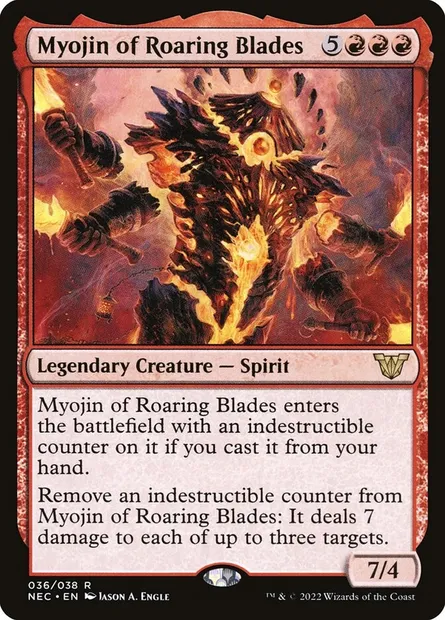 Myojin of Roaring Blades, Magic card NEC 36 — Neon Dynasty Commander set