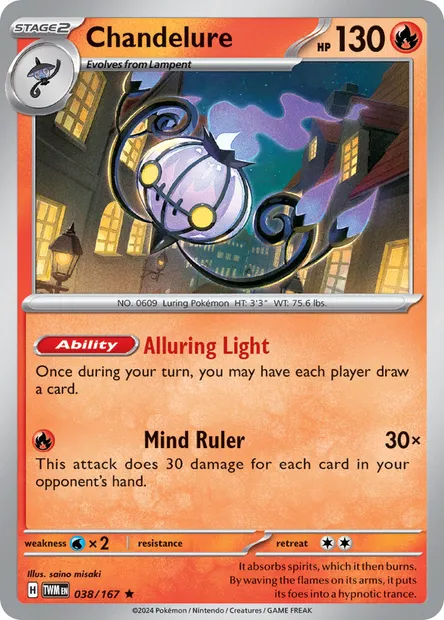 Chandelure, Pokémon card TWM 038 — Twilight Masquerade set