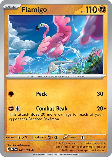 Flamigo, Pokémon card PAR 106 — Paradox Rift set