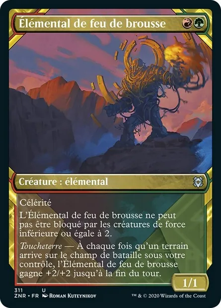 Élémental de feu de brousse, carte Magic ZNR 311 — extension Renaissance de Zendikar