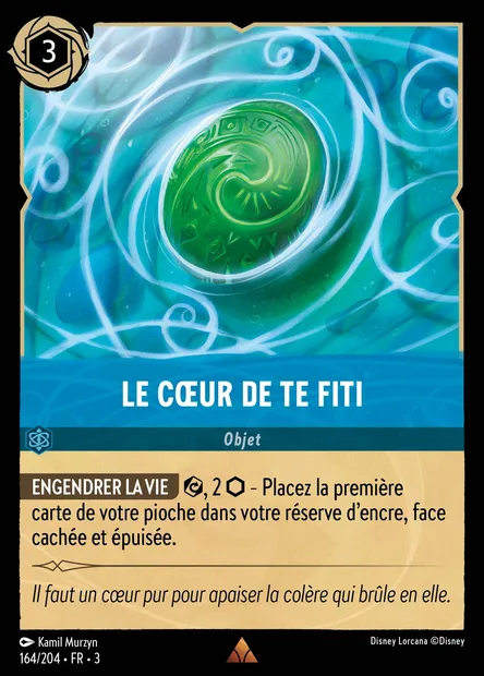Le cœur de Te Fiti, carte Disney Lorcana CH3-164 — extension Les Terres d'Encres