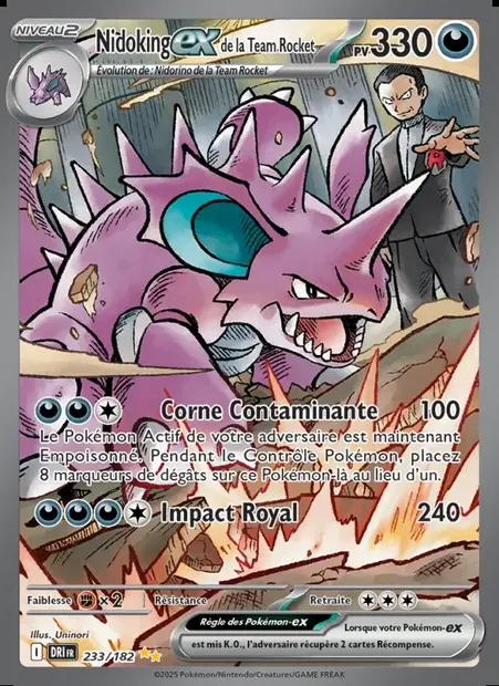 Nidoking-ex de la Team Rocket, carte Pokémon DRI 233 — extension Rivalités Destinées