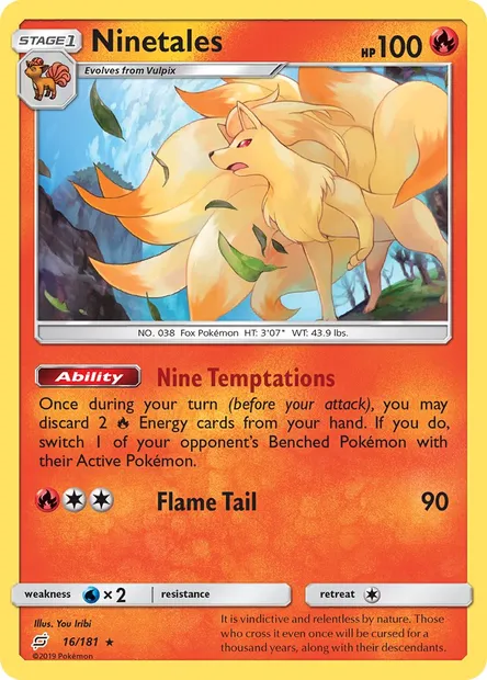 Ninetales, Pokémon card TEU 16 — Team Up set