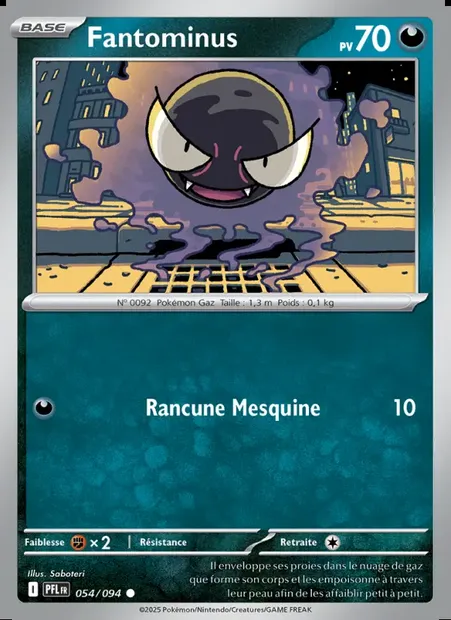 Fantominus, carte Pokémon PFL 054 — extension Flammes Fantasmagoriques
