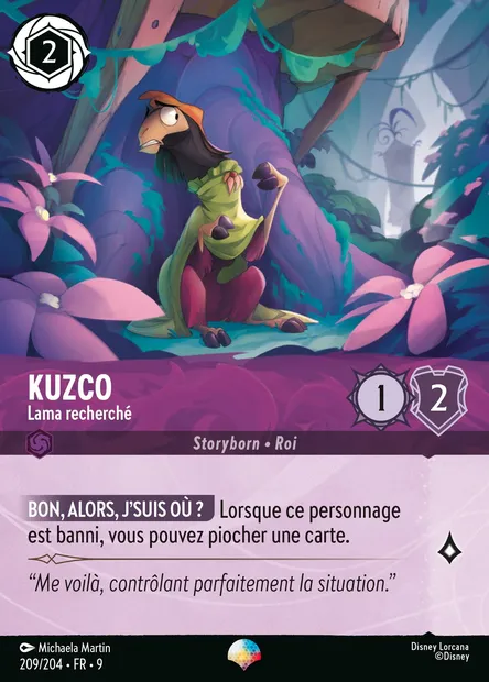 Kuzco - Lama recherché, carte Disney Lorcana CH9-209 — extension Fabuleux