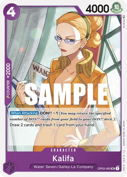 Kalifa, One Piece card OP03-060 — PILLARS OF STRENGTH set