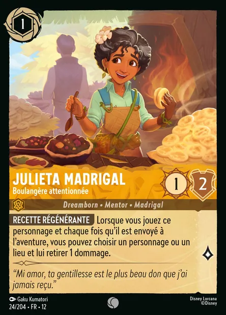 Julieta Madrigal - Boulangère attentionnée, carte Disney Lorcana CH12-024 — extension Contrées Inconnues