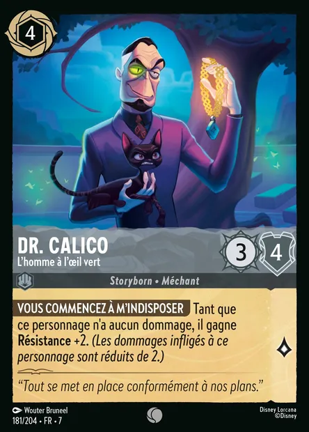 Dr. Calico - L'homme à l'œil vert, carte Disney Lorcana CH7-181 — extension L'île d'Archazia