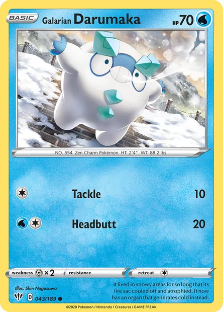 Galarian Darumaka, Pokémon card DAA 43 — Darkness Ablaze set