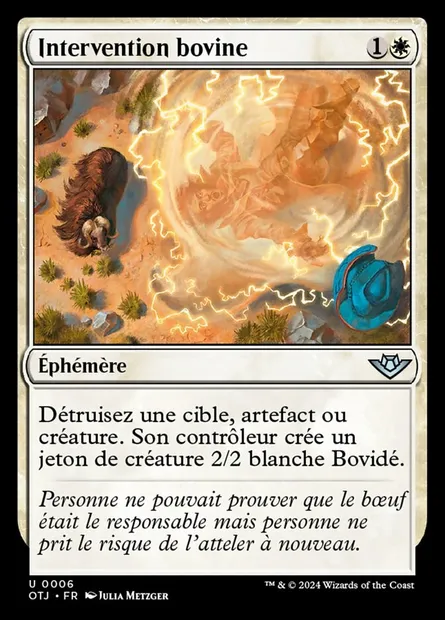 Intervention bovine, carte Magic OTJ 6 — extension Outlaws of Thunder Junction