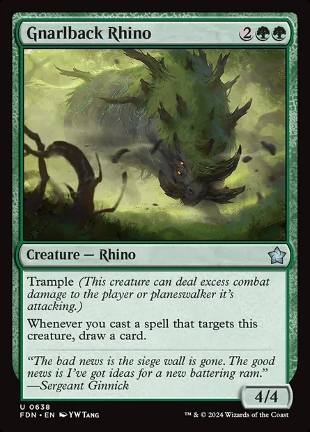 Gnarlback Rhino, Magic card FDN 638 — Foundations set
