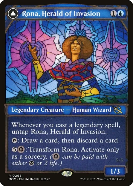 Rona, Herald of Invasion // Rona, Tolarian Obliterator, Magic card MOM 295 — March of the Machine set