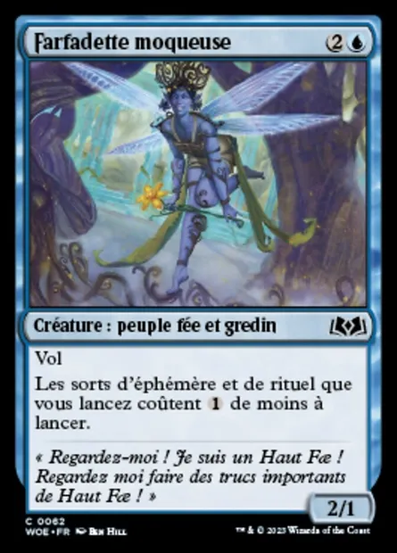 Farfadette moqueuse, carte Magic WOE 62 — extension Wilds of Eldraine