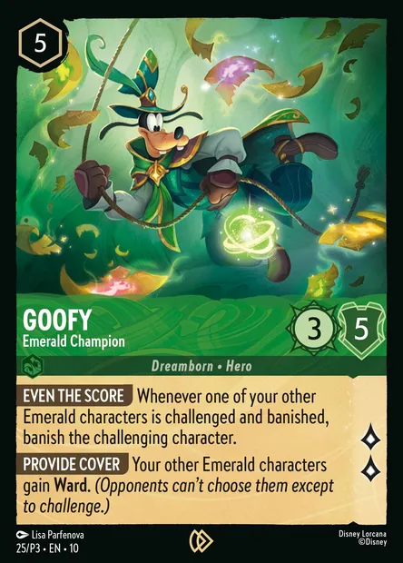 Dingo - Champion Émeraude, carte Disney Lorcana P3-025 — extension P3